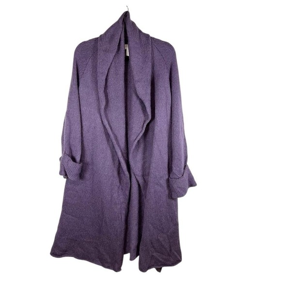 Soft Surroundings Purple Knit Long Open Front Cardigan Sweater Women's XL